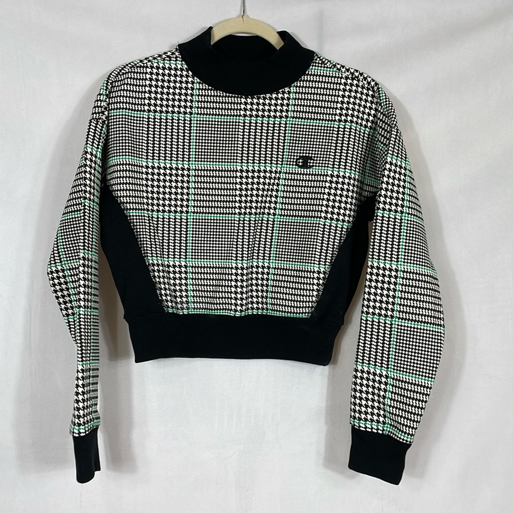 Champion Limited Edition Sweatshirt Top Size XS Houndstooth Print EUC
